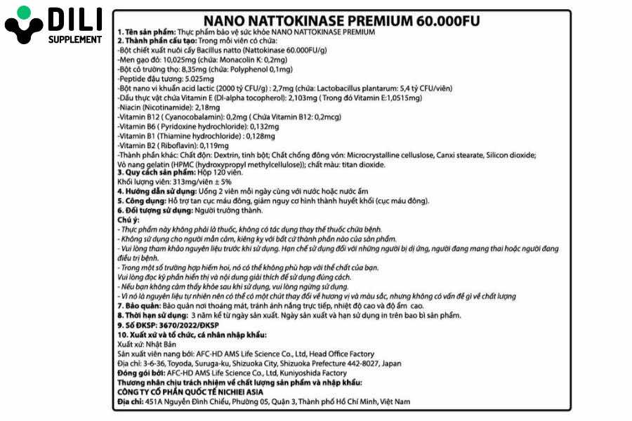 Vien Uong Ho Tro Tai Bien Nattokinase Nano Premium Thanh Phan