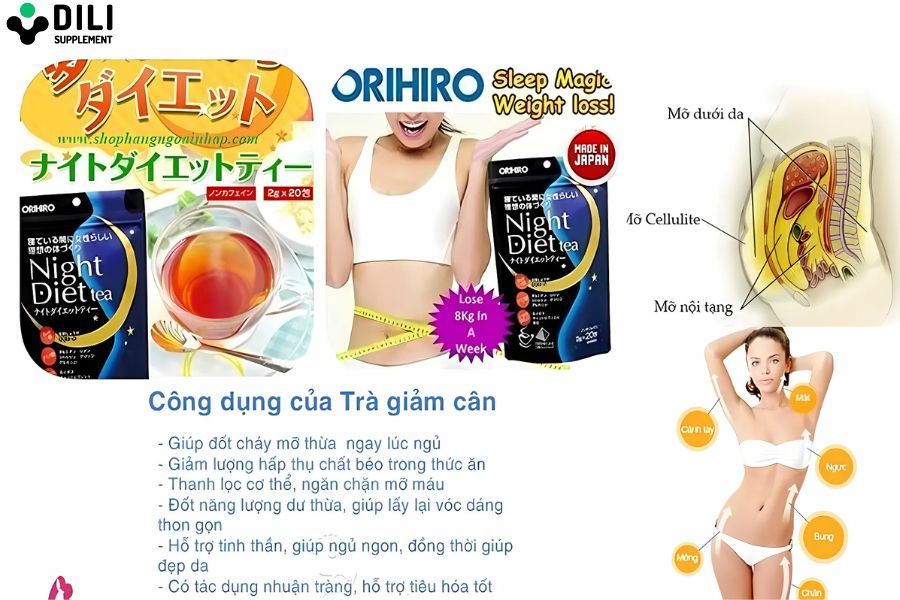 thuốc trị táo bón ở người lớn của nhật orihiro night diet tea